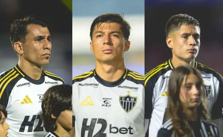 Junior Alonso, Alan Franco e Ivan Roman disputaram partidas eliminatórias da Copa 2026. Fotos: Pedro Souza/Galo