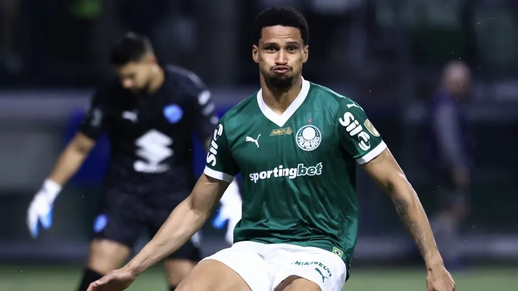 SP – SAO PAULO – 15/05/2025 – COPA LIBERTADORES 2025, PALMEIRAS X BOLIVAR – Murilo jogador do Palmeiras comemora seu gol durante partida contra o Bolivar no estadio Arena Allianz Parque pelo campeonato Copa Libertadores 2025. Foto: Marcello Zambrana/AGIF