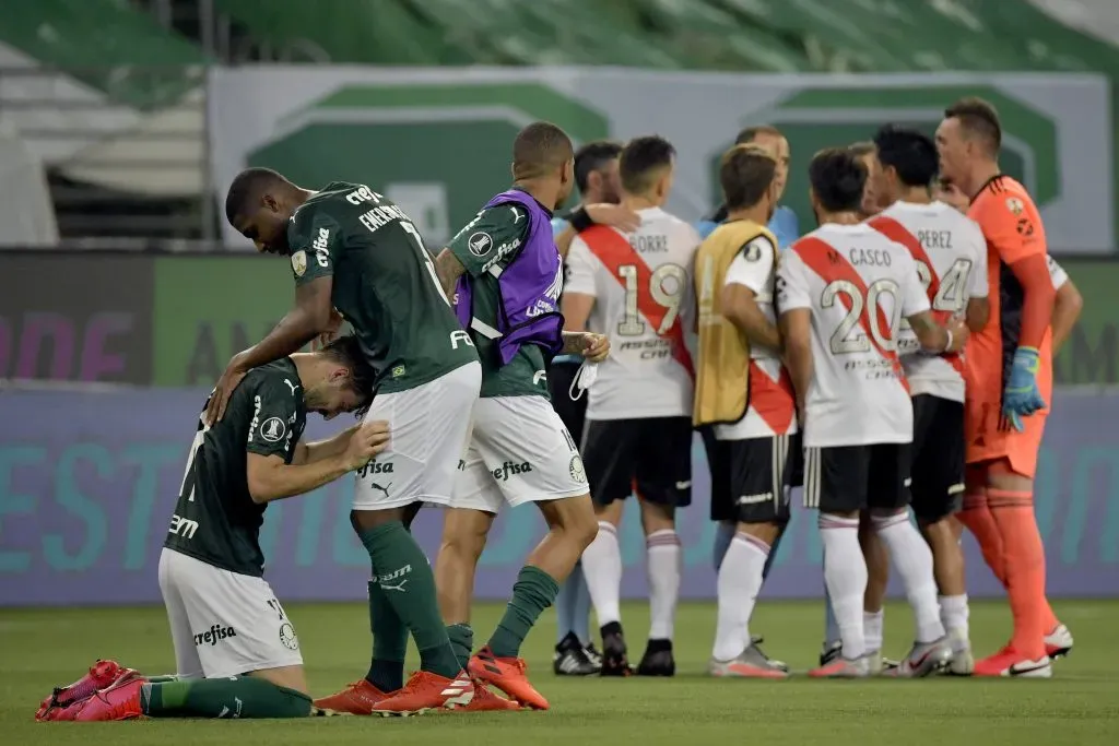 Gabriel Silva do Palmeiras durante partida contra o River Plate na Copa CONMEBOL Libertadores 2020 – (Photo by Nelson Almeida – Pool/Getty Images)