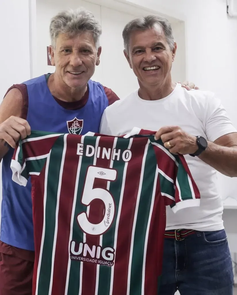 Edinho, ídolo do Fluminense, e Renato Gaúcho – Foto: @lucasmerconphotos/FFC