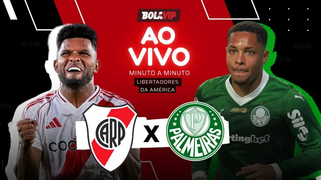 River Plate x Palmeiras foi transmitido ao vivo pelo Bolavip Brasil. Foto: Marcelo Endelli (Borja) e Anderson Romão/AGIF (Vitor Roque)