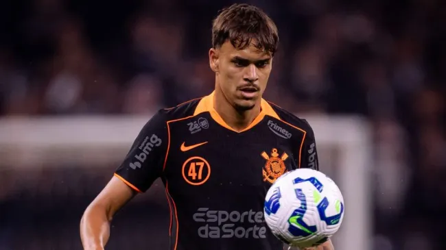 João Pedro Tchoca durante jogo contra o Flamengo, na Neo Química Arena, pelo Brasileirão – Foto: Rodrigo Coca/Agência Corinthians