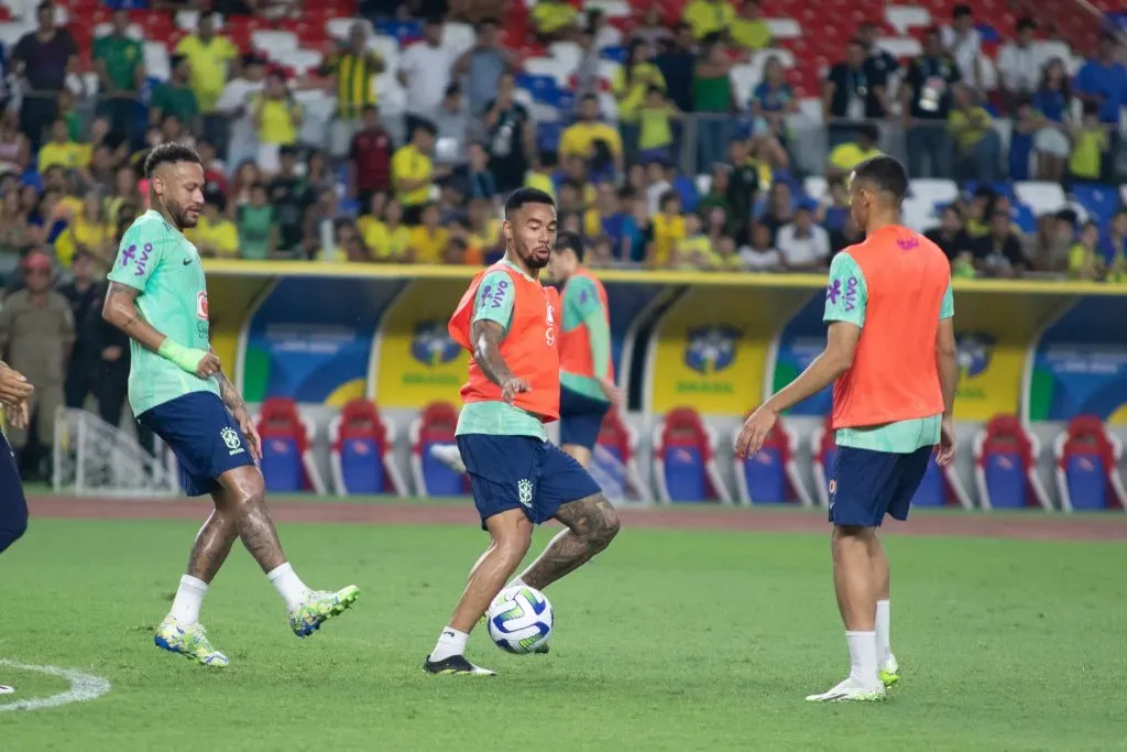 Neymar, Gabriel Jesus jogador do Selecao Brasileira durante treino no estadio Mangueirao. Foto: Fernando Torres/AGIF
