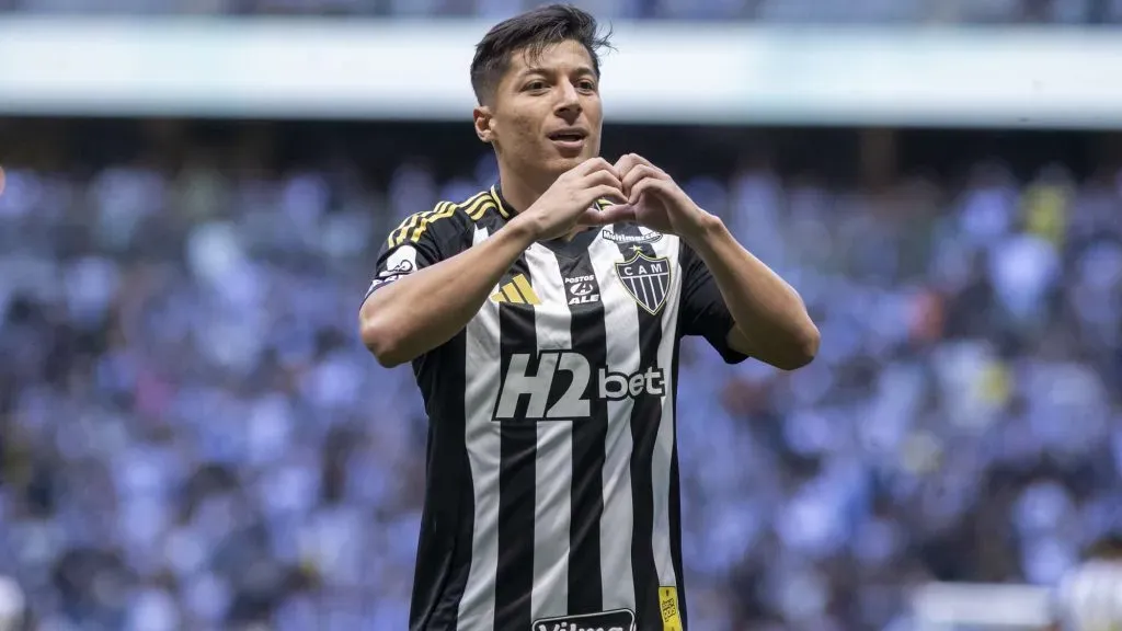 MG – BELO HORIZONTE – 25/10/2025 – BRASILEIRO A 2025, ATLETICO-MG X CEARA – Alan Franco jogador do Atletico-MG comemora seu gol durante partida contra o Ceara no estadio Arena MRV pelo campeonato Brasileiro A 2025. Foto: Fernando Moreno/AGIF