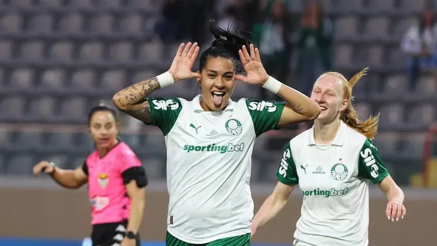 Brena comemora gol pelo Palmeiras. Foto: Fabio Mentotti/Palmeiras