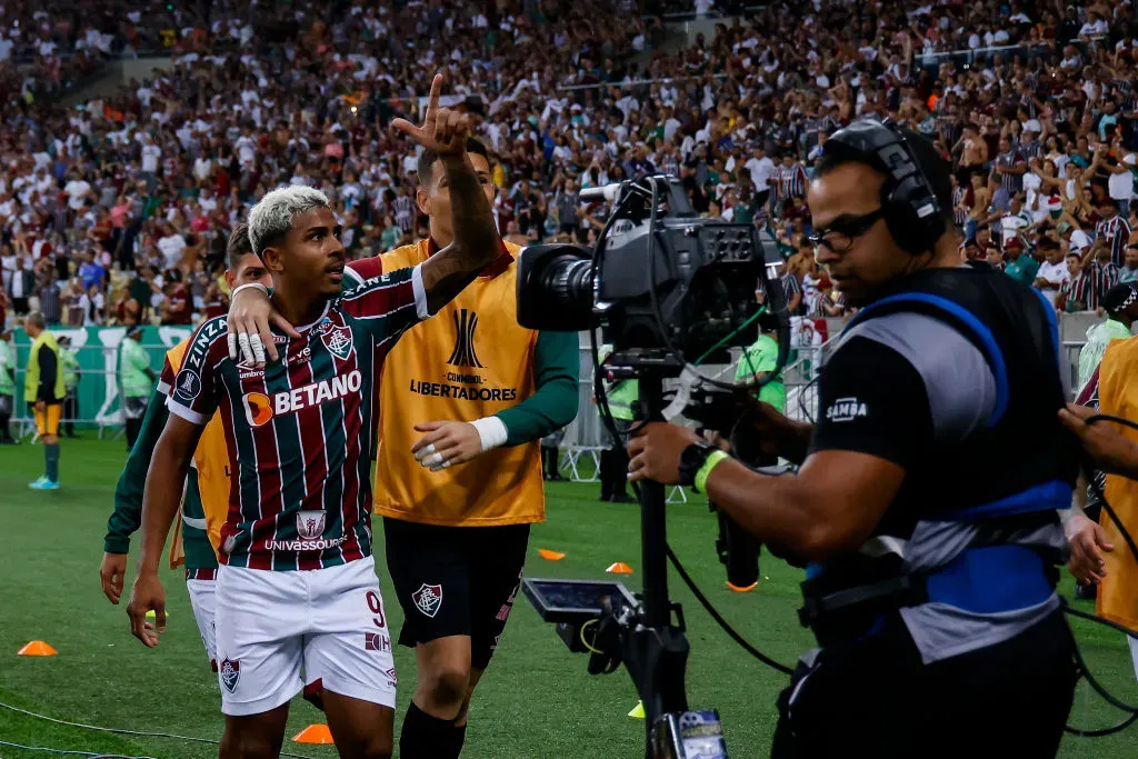 RIO DE JANEIRO, BRAZIL – AUGUST 08: John Keneddy of Fluminense celebrates after scoring the team’s second goal during the Copa CONMEBOL Libertadores round of 16 second leg match between Fluminense and Argentinos Juniors at Maracana Stadium on August 08, 2023 in Rio de Janeiro, Brazil. (Photo by Wagner Meier/Getty Images)