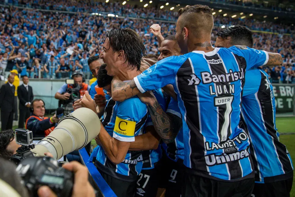 Grêmio venceu o Lanus na Argentina e se consagrou tricampeão da América em 2017. Foto: Lucas Uebel/Getty Images)