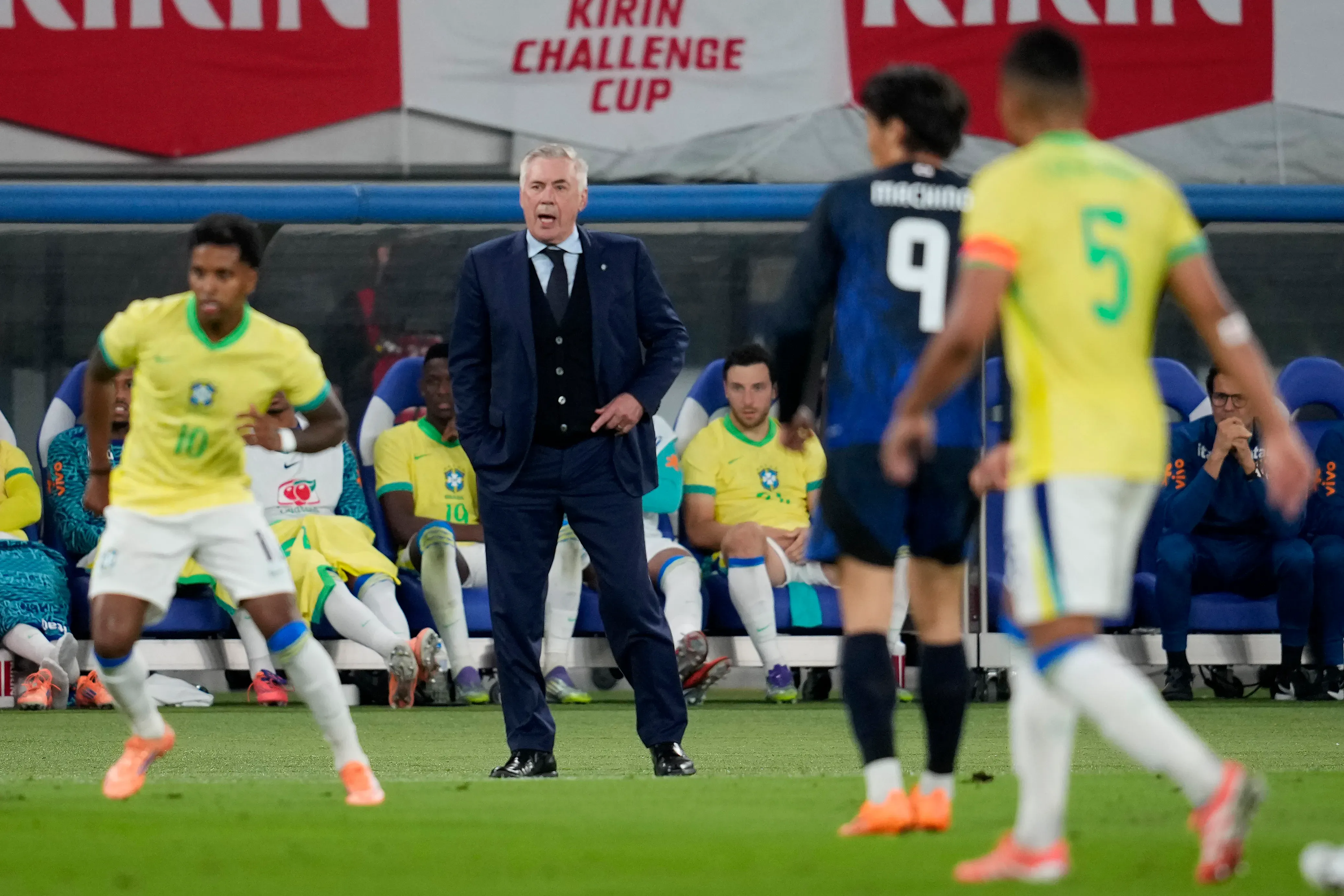 Ancelotti vem de derrota do Brasil para o Japão em amistoso. Foto: Toru Hanai/Getty Images.