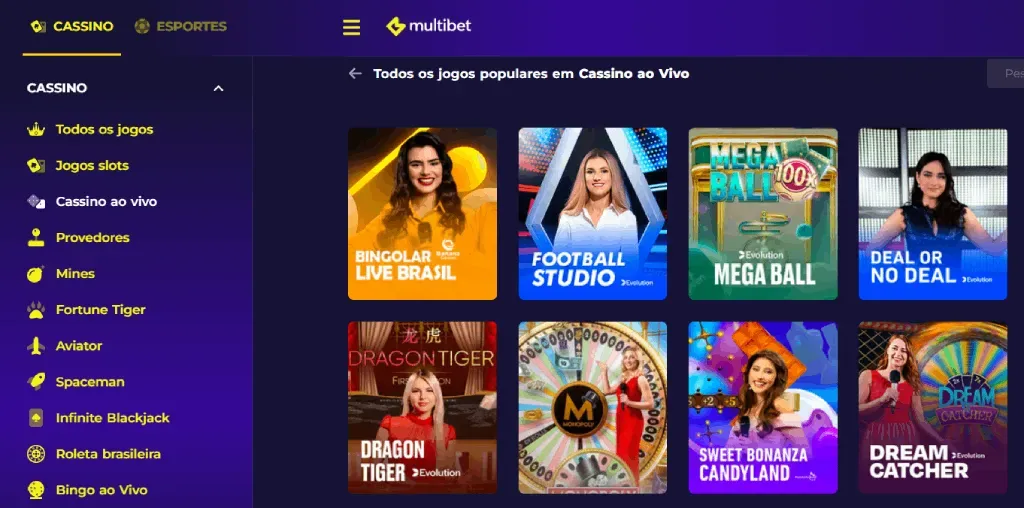 Cassino ao vivo Multibet