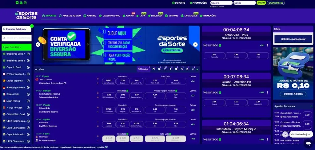 site Esportes da Sorte