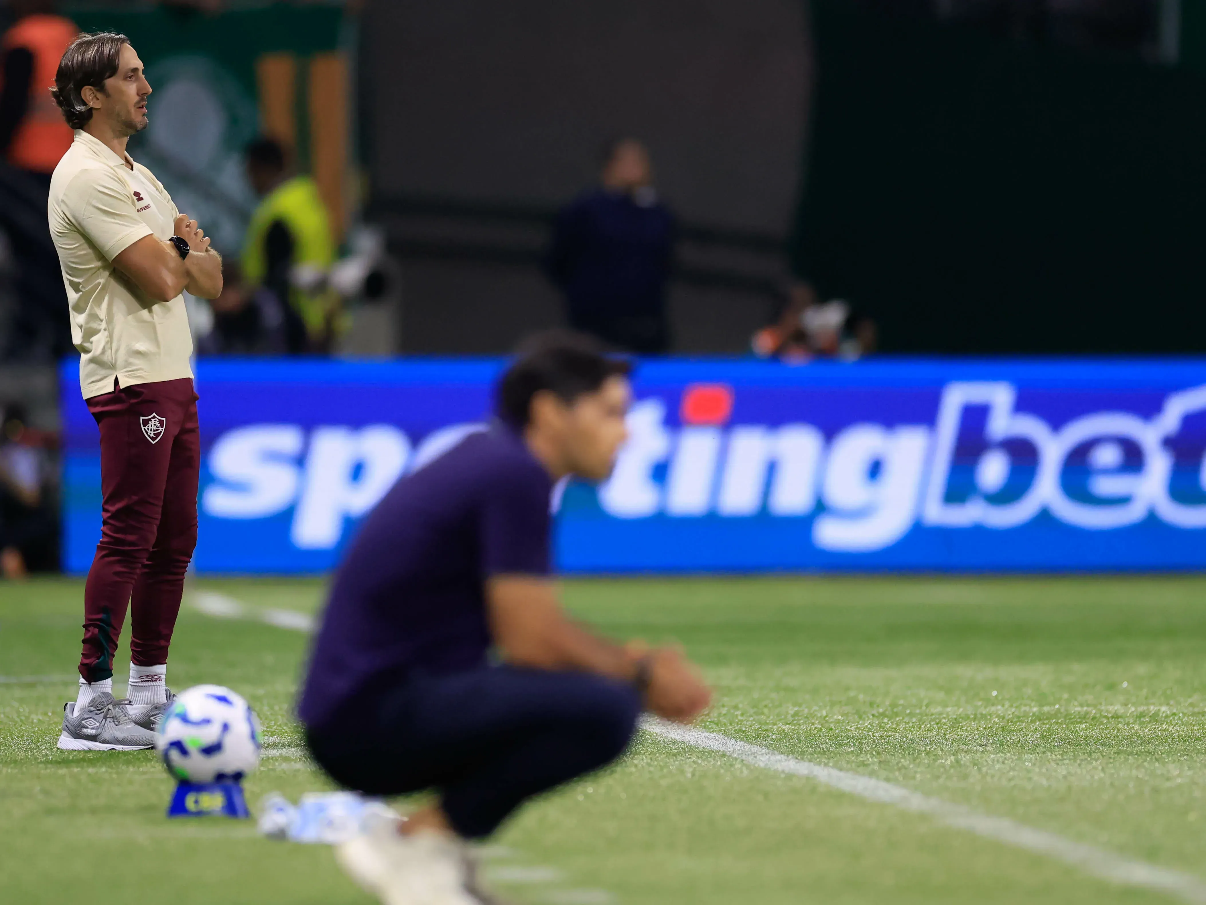 Zubeldía durante a partida contra o Palmeiras. Foto: Marcello Zambrana/AGIF