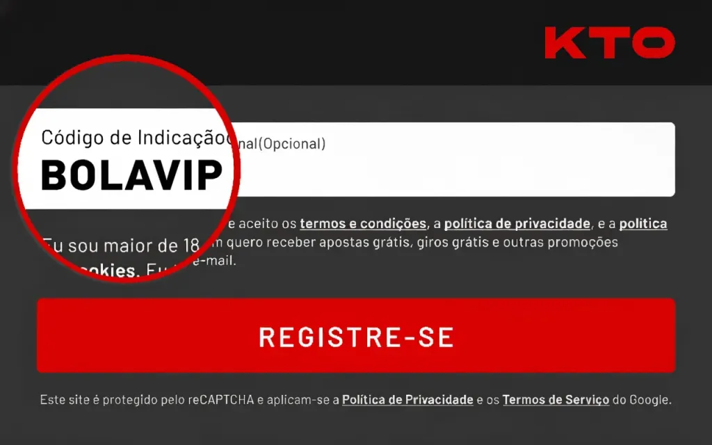 código de indicação KTO BOLAVIP