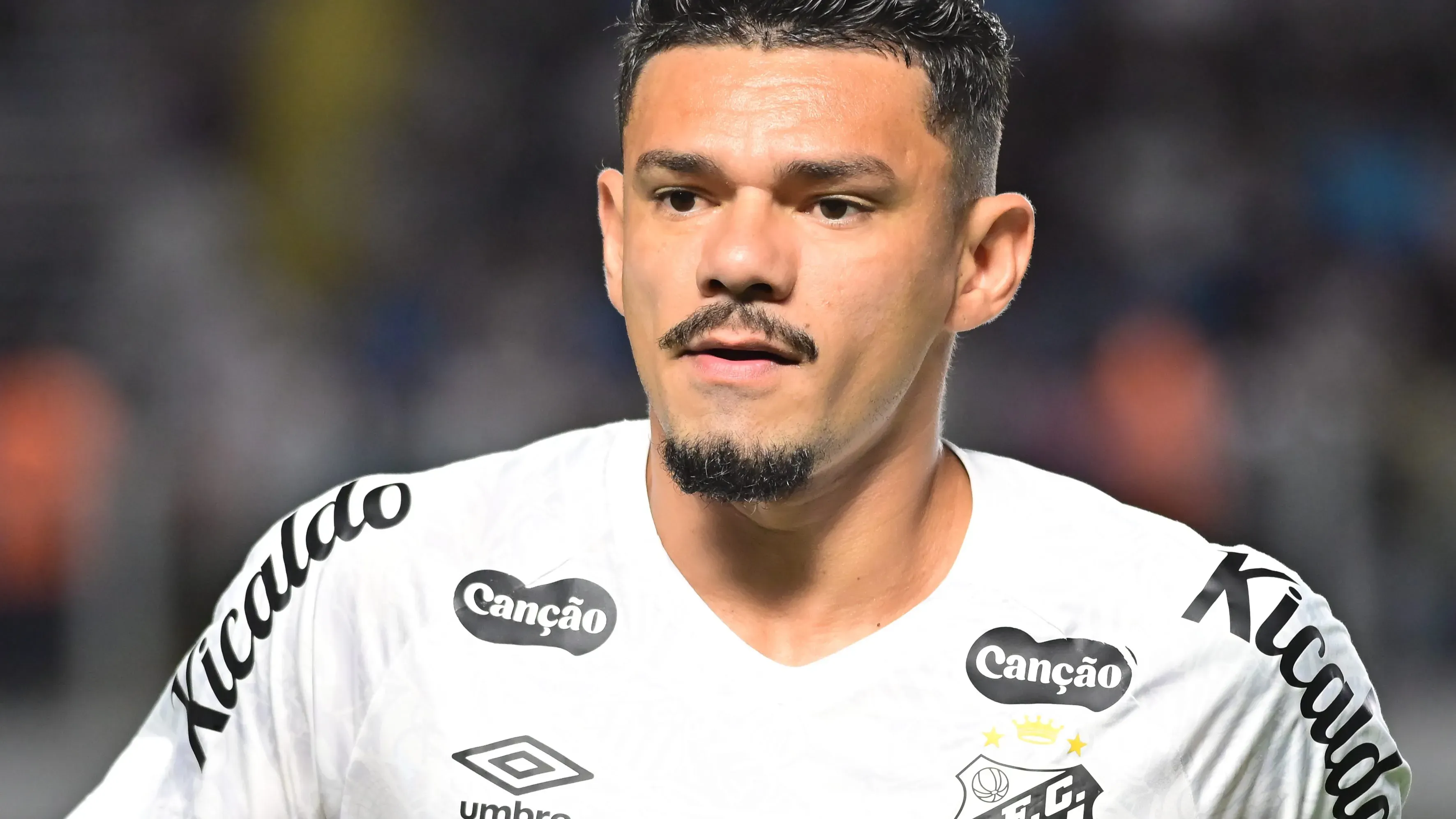 SP – SANTOS – 19/11/2025 – BRASILEIRO A 2025, SANTOS X MIRASSOL – Tiquinho Soares jogador do Santos durante aquecimento antes da partida contra o Mirassol no estadio Vila Belmiro pelo campeonato Brasileiro A 2025. Foto: Jota Erre/AGIF