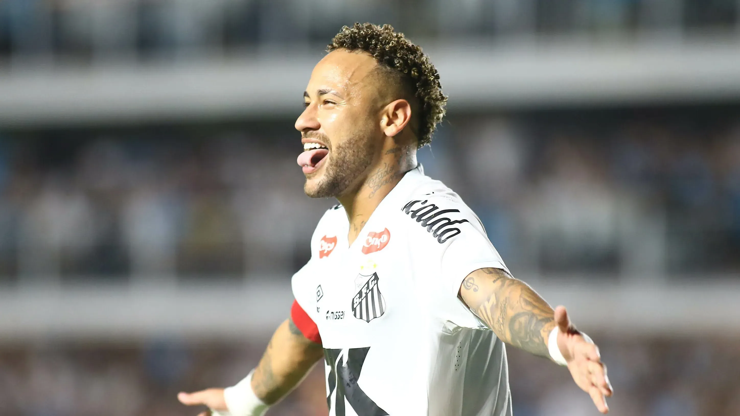 Neymar comemora gol no Santos. Foto: Mauricio De Souza/AGIF