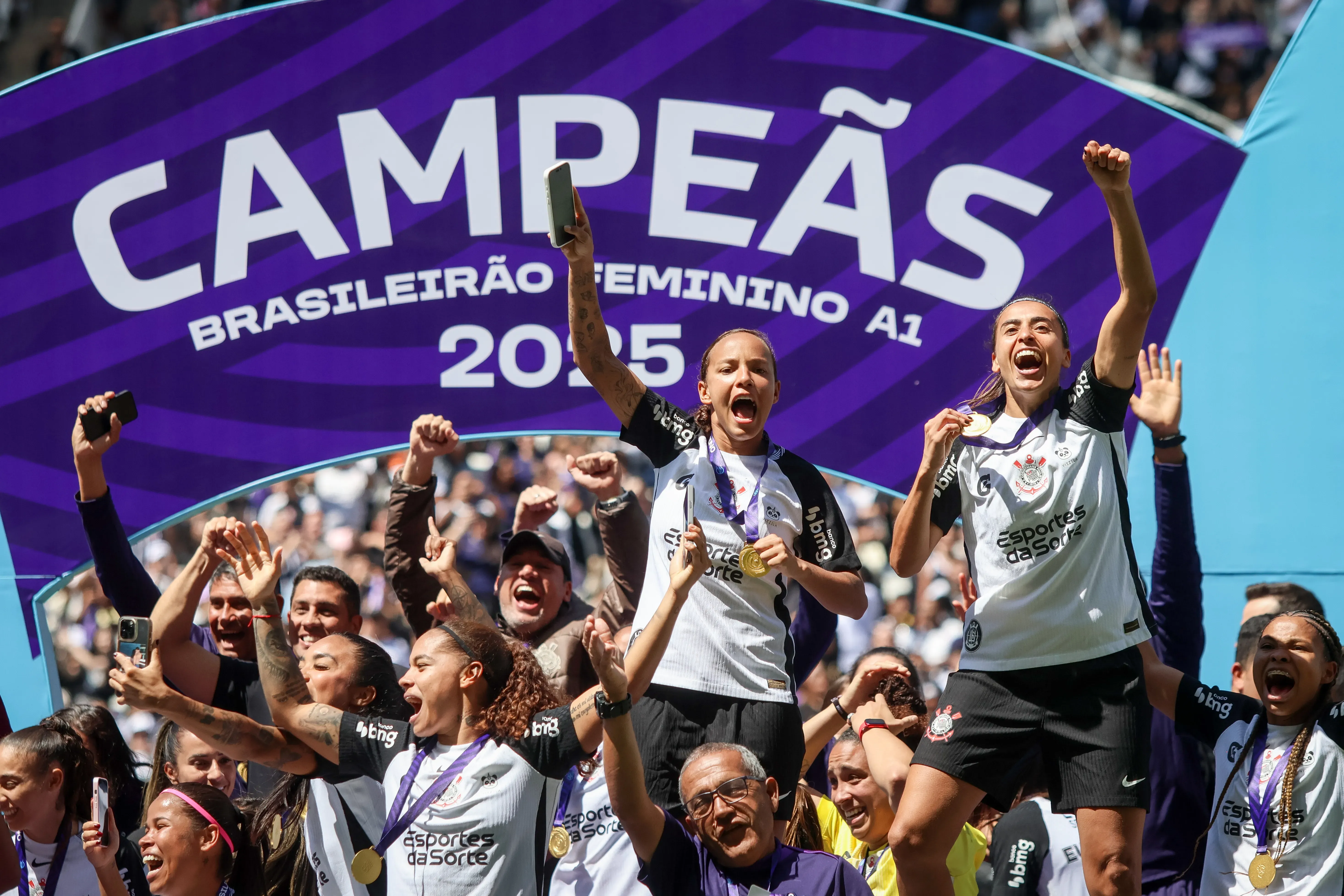 Jogadoras do Corinthians. Foto: Lucas Gabriel Cardoso/AGIF
