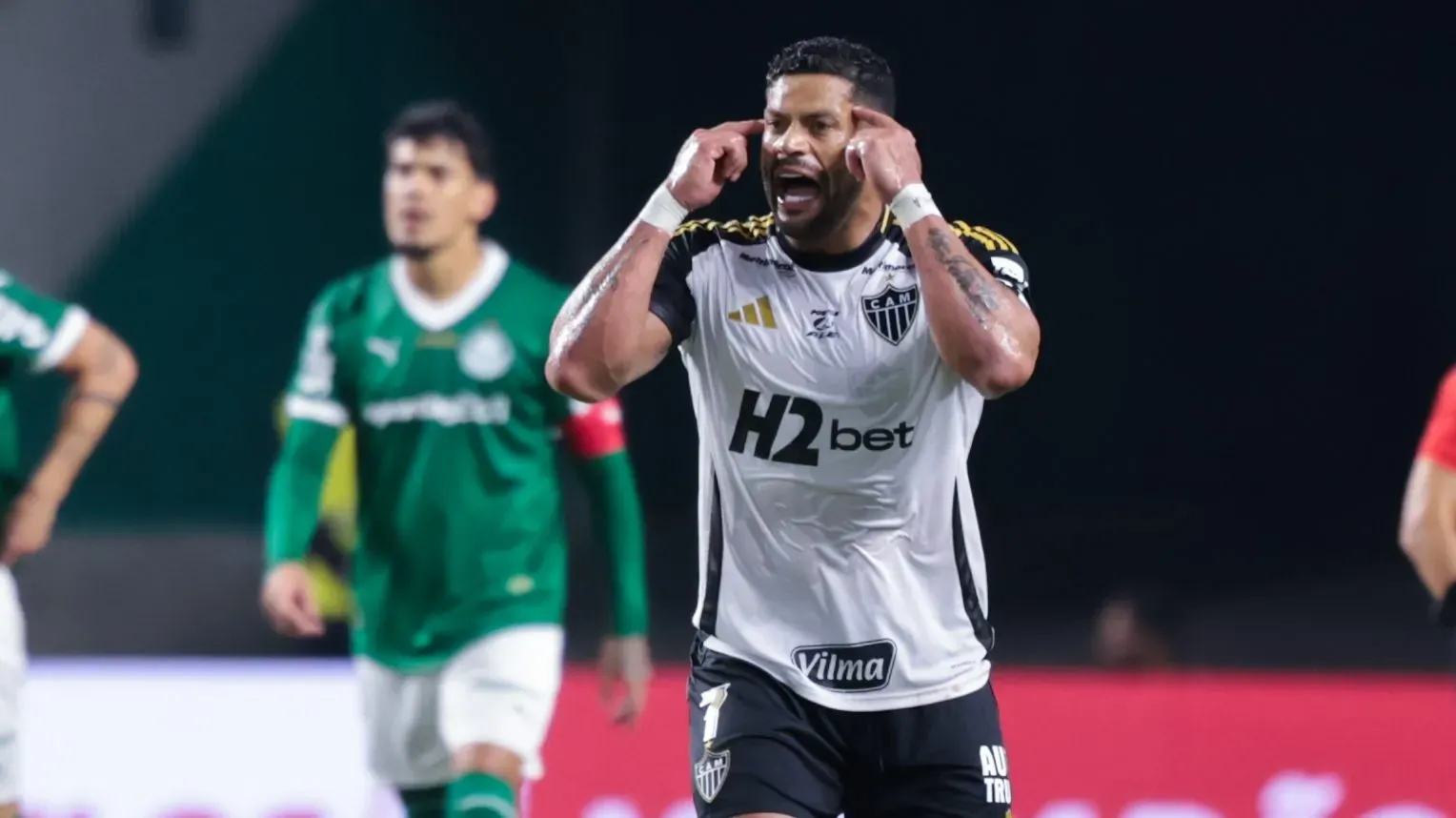 Hulk jogador do Atletico-MG comemora seu gol durante partida contra o Palmeiras no estadio Arena Allianz Parque pelo campeonato Brasileiro A 2025. Foto: Marcello Zambrana/AGIF