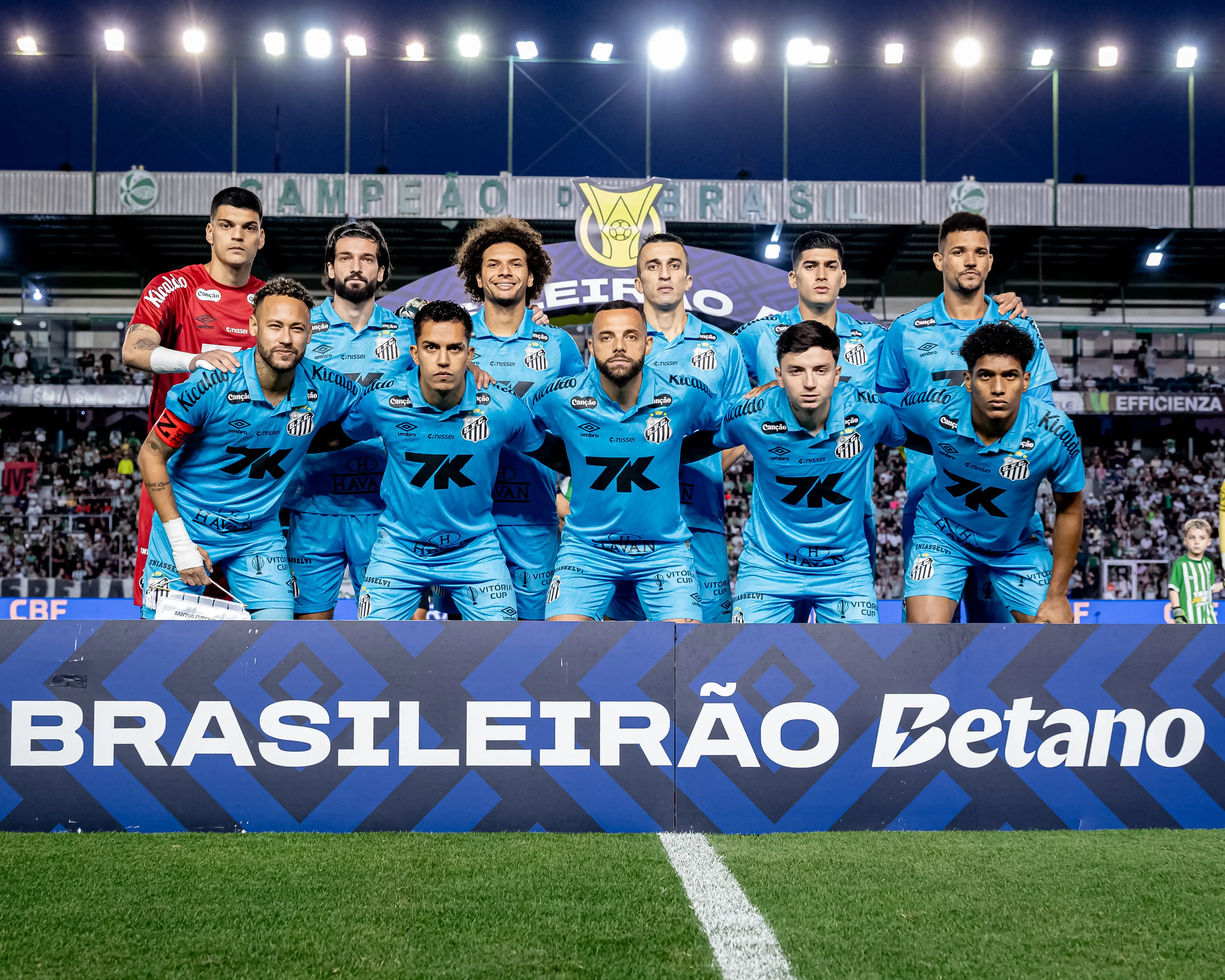 Time titular do Santos no jogo desta quarta-feira (3). Foto: Léo Piva/ Santos FC.