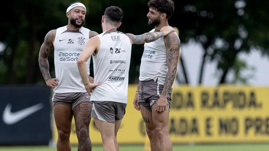 Memphis, Yuri Alberto e Garro – Foto: Agência Corinthians/Rodrigo Coca