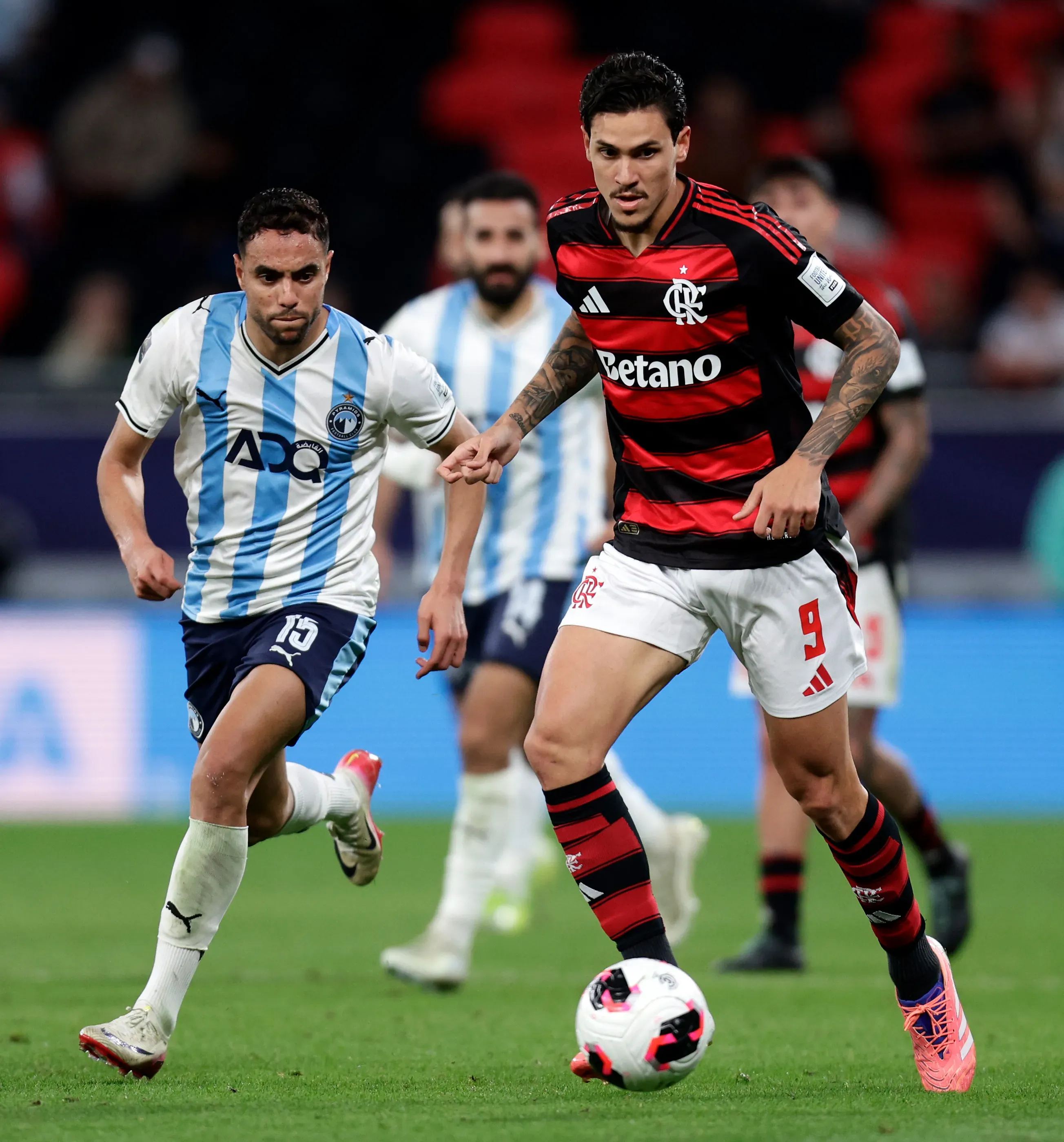 Pedro em ação em Flamengo x Pyramids. Foto: Getty Images/Getty Images