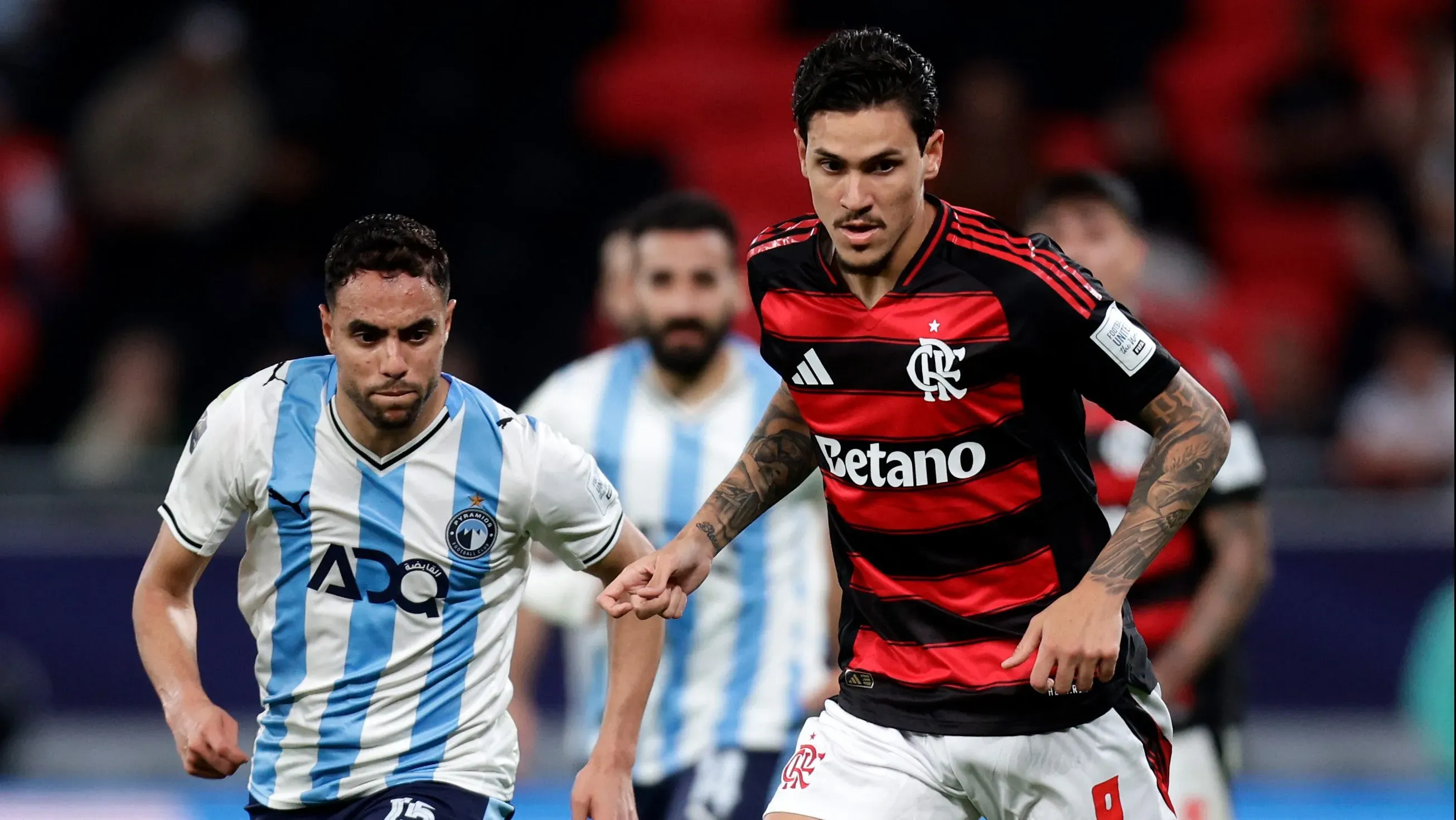 Pedro em partida contra o Pyramids, Qatar. (Photo by Getty Images/Getty Images)