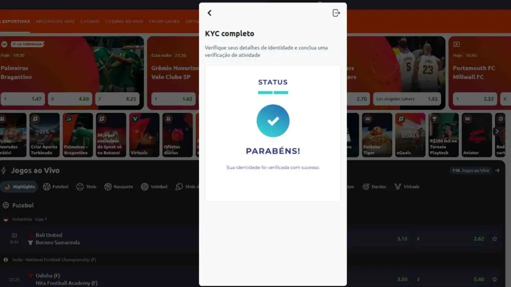 Após a confirmação você está apto a usar todos os recursos da sua conta.