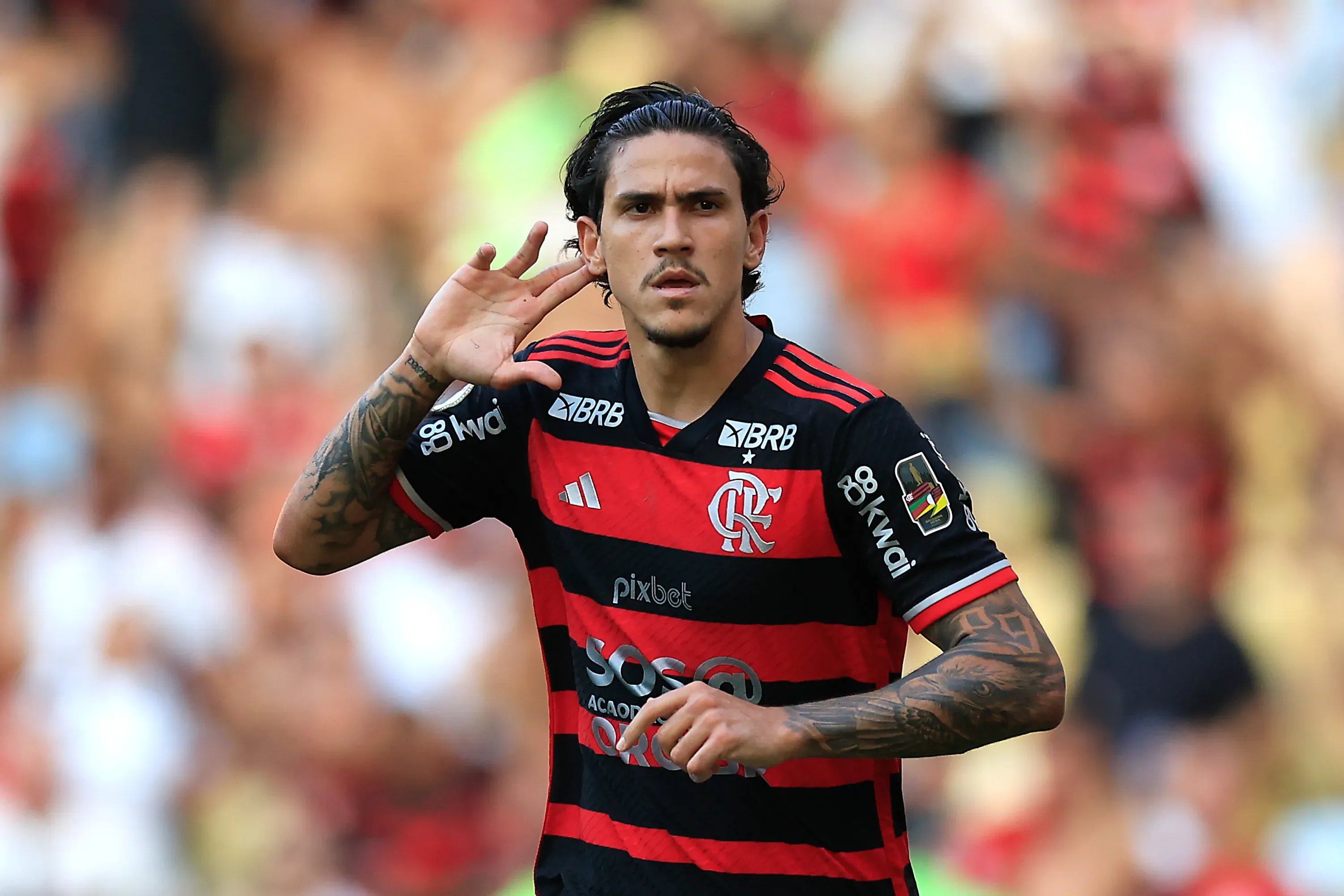 Pedro, atacante do Flamengo durante partida pelo Brasileirão Betano em 2025. (Photo by Buda Mendes/Getty Images)