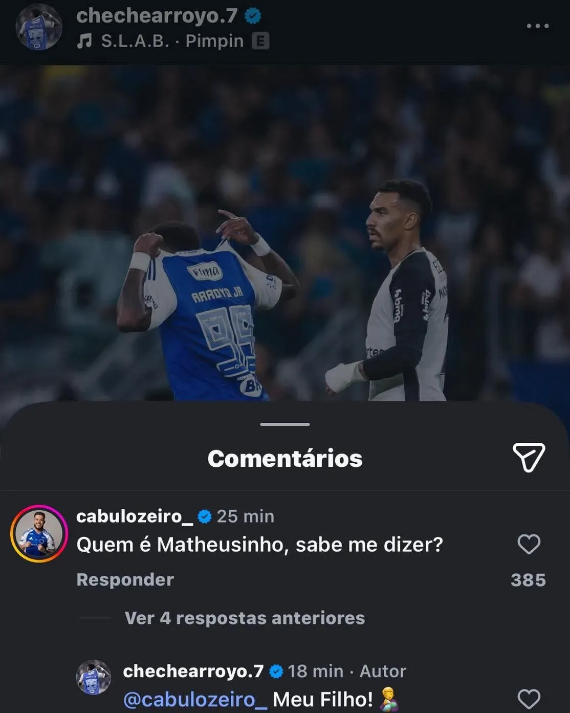 Provocação do atacante do Cruzeiro para o lateral do Corinthians