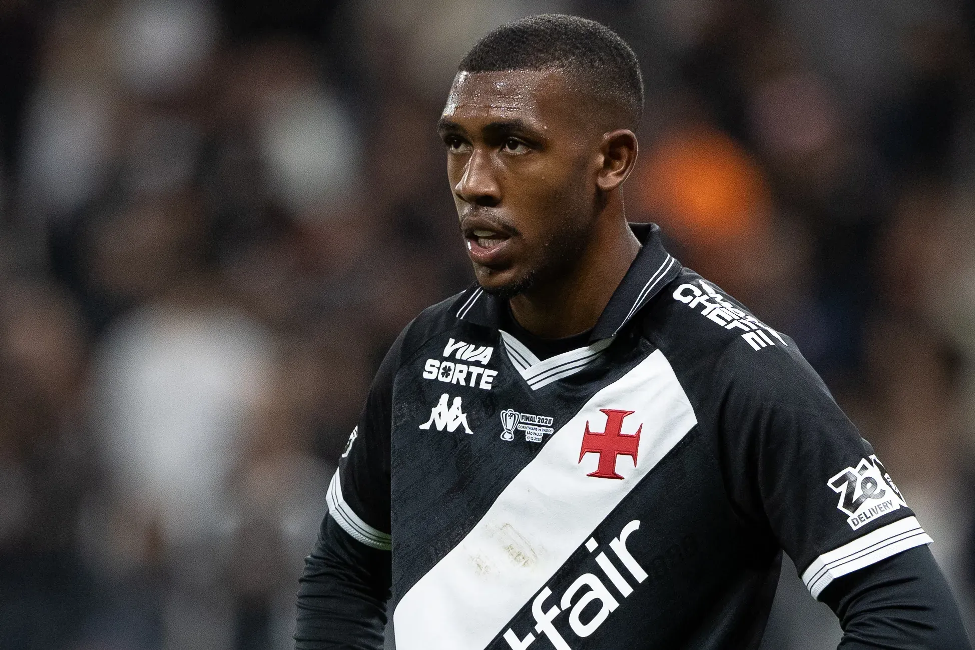 Rayan, jogador do Vasco, lamenta durante partida contra o Corinthians no estadio Arena Corinthians pelo campeonato Copa Do Brasil 2025. Foto: Joisel Amaral/AGIF