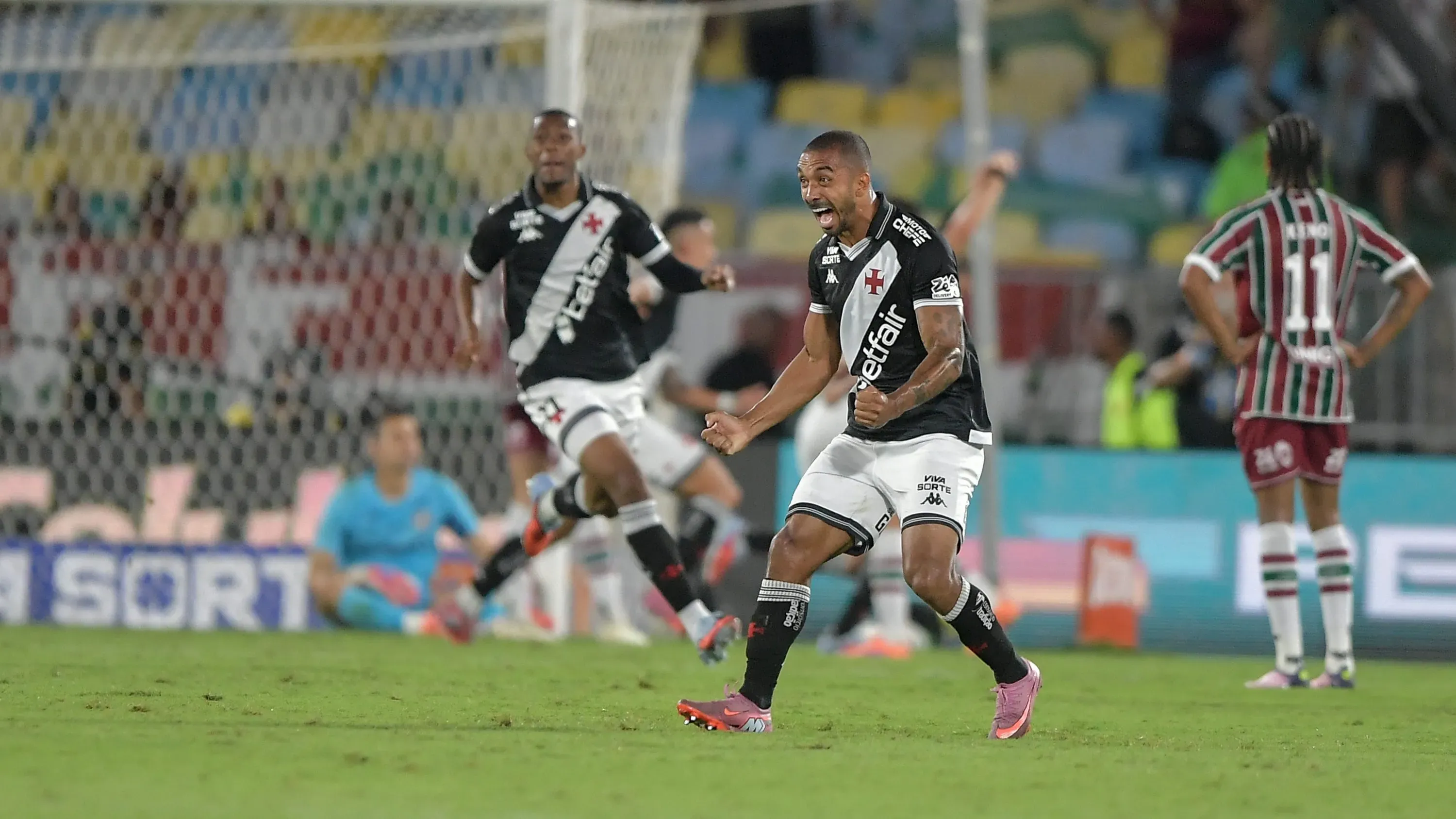 Paulo Henrique jogador do Vasco comemora gol durante partida contra o Fluminense no estadio Maracana pelo campeonato Copa Do Brasil 2025. Foto: Thiago Ribeiro/AGIF