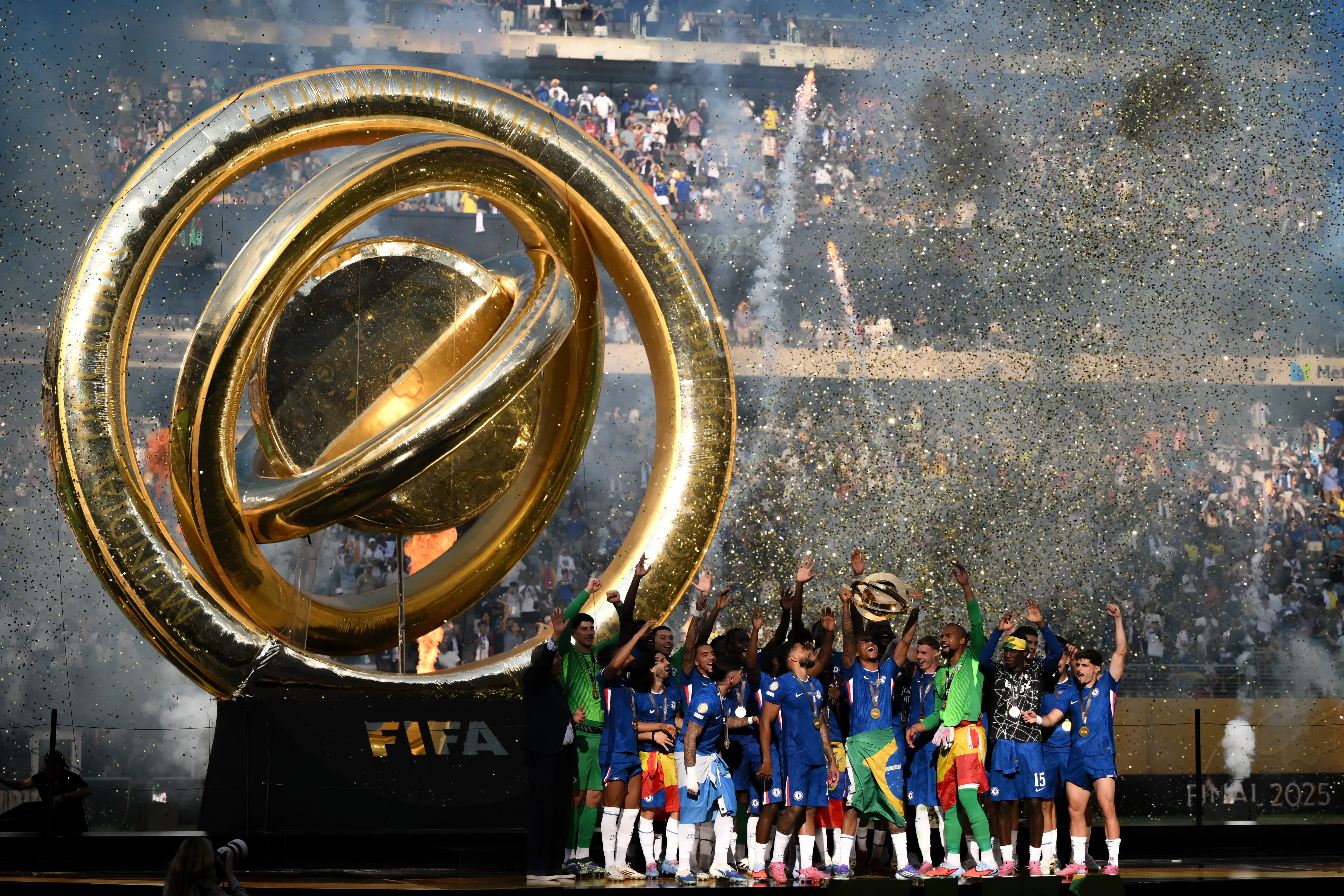 Chelsea comemora conquista do Mundial de Clubes 2025. (Photo by David Ramos/Getty Images)