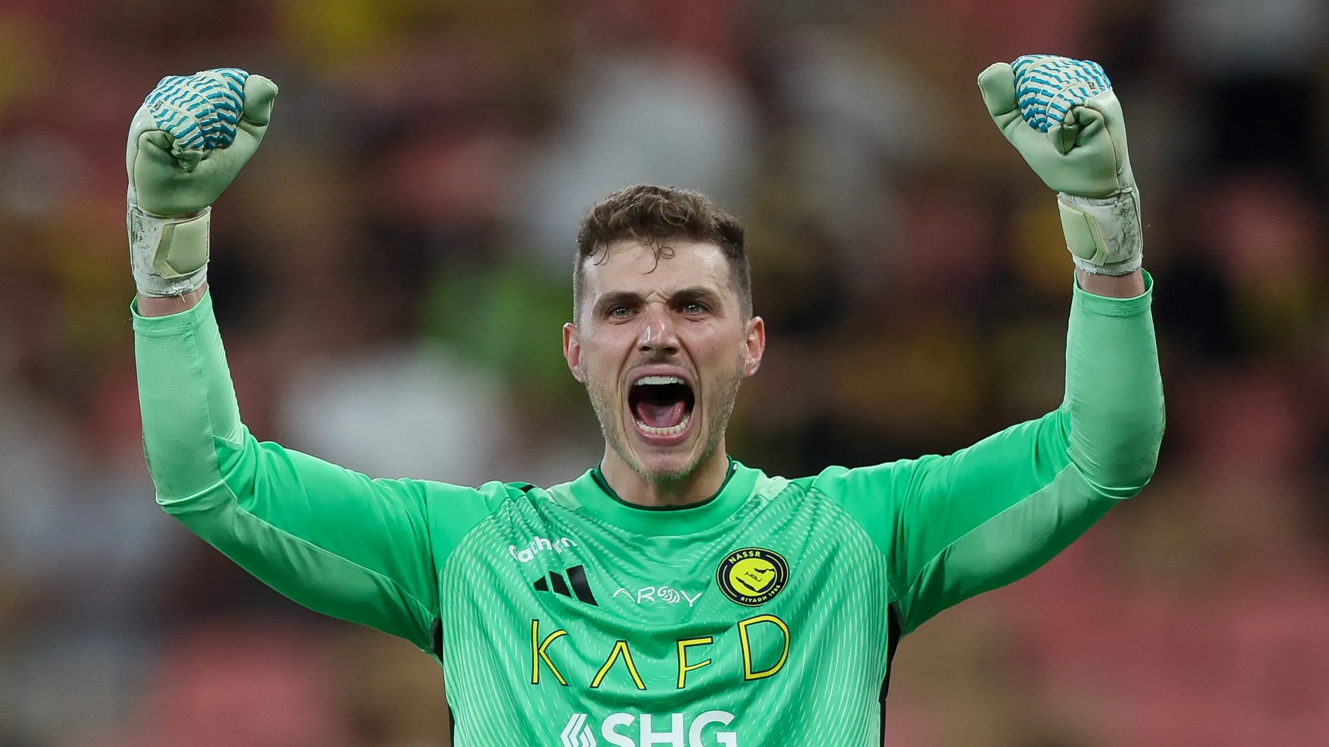 JEDDAH, SAUDI ARABIA – SEPTEMBER 26: Bento Krepski of Al Nassr celebrates victory after winning the Saudi Pro League match between Al Ittihad and Al Nassr at King Abdullah Sports City on September 26, 2025 in Jeddah, Saudi Arabia. (Photo by Yasser Bakhsh/Getty Images)