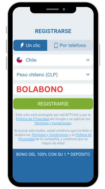 Registro en 1xbet con el código promocional BOLABONO