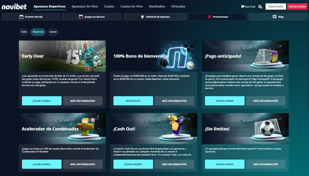 Otras promociones Novibet