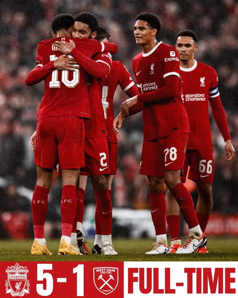 Liverpool derrotó al West Ham en los cuartos de final de la Carabao Cup. / LFC.