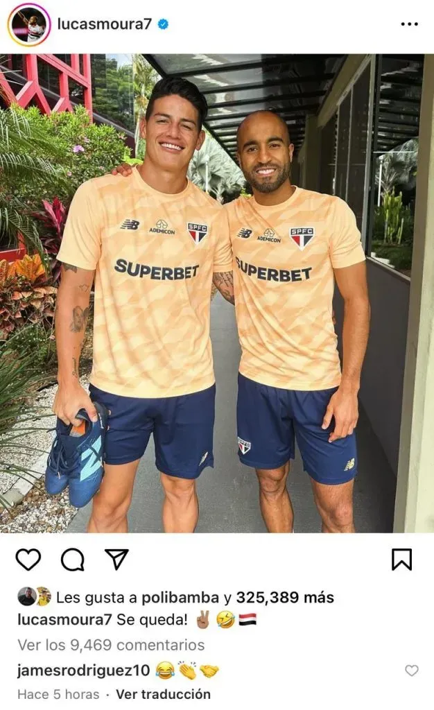 Lucas Moura y James Rodríguez. (Foto: Instagram / @lucasmoura7)