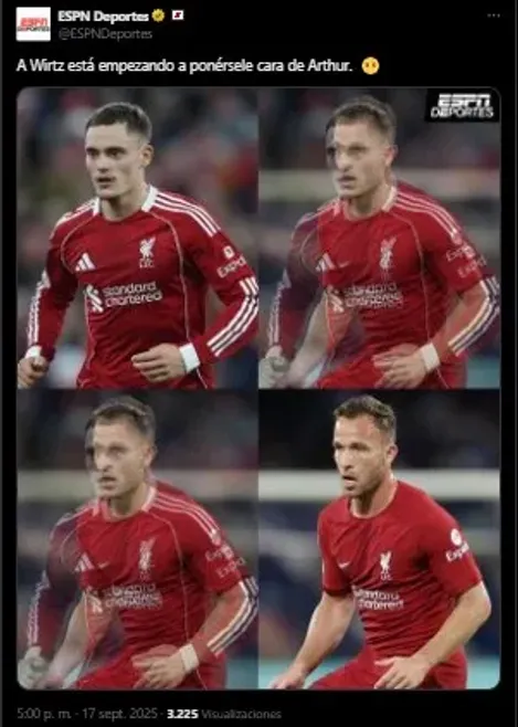 Nuevo apodo a Wirtz, el reemplazo de Díaz. (Foto: X / @ESPNDeportes)