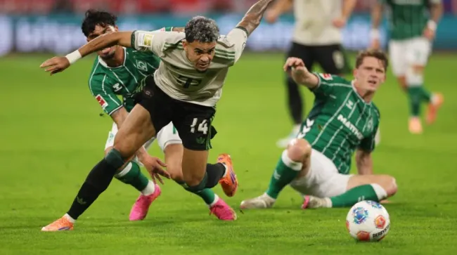 Luis Díaz en la victoria de Bayern vs. Werder Bremen. (Foto: Getty Images)