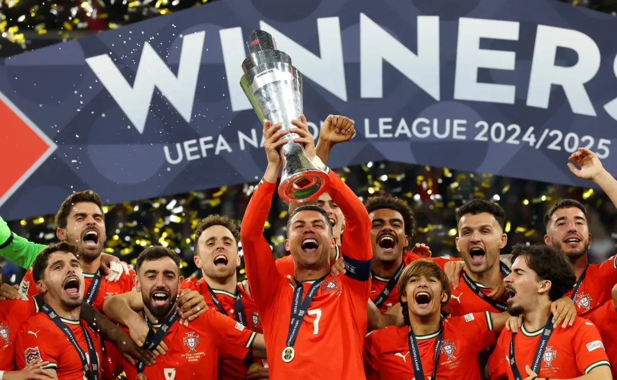 UEFA Nations League trophy on display