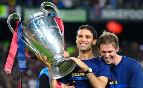 Rafael Márquez holds the Champions League trophy.
