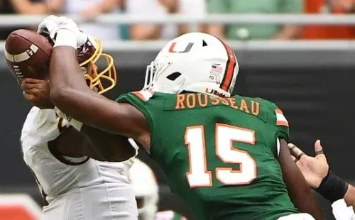 Rousseau played defensive end, safety and wide receiver in high school (Getty)