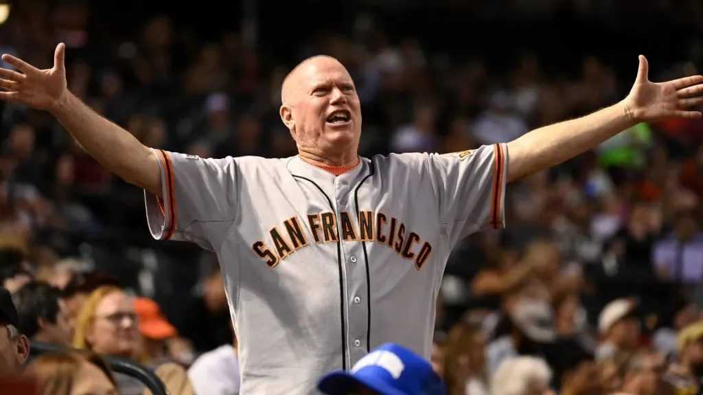 San Francisco Giants fan reacts after Joc Pederson #23 hit a home run during the first inning of a game against the Arizona Diamondbacks at Chase Field on May 12, 2023. (Source: Norm Hall/Getty Images)