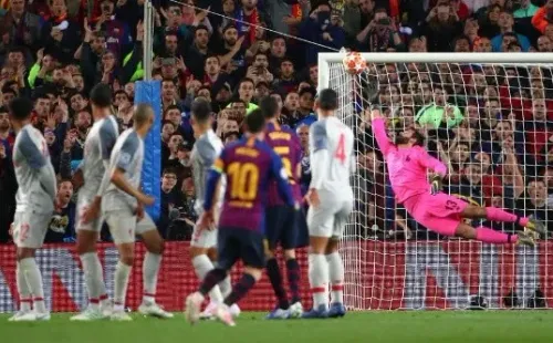 Messi scored an incredible free kick goal against Liverpool (Getty).