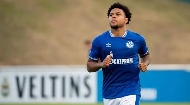 Weston McKennie playing for Schalke 04.