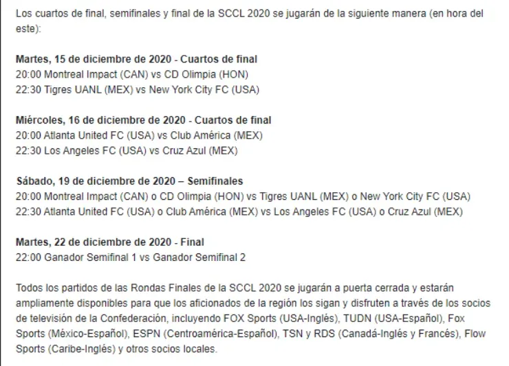 Statement from CONCACAF.