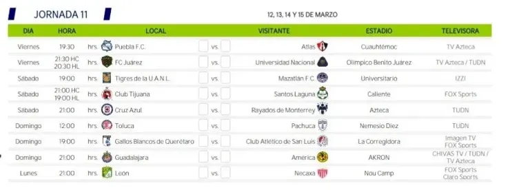Liga MX 2021 Matchday 11. (ligamx.net)