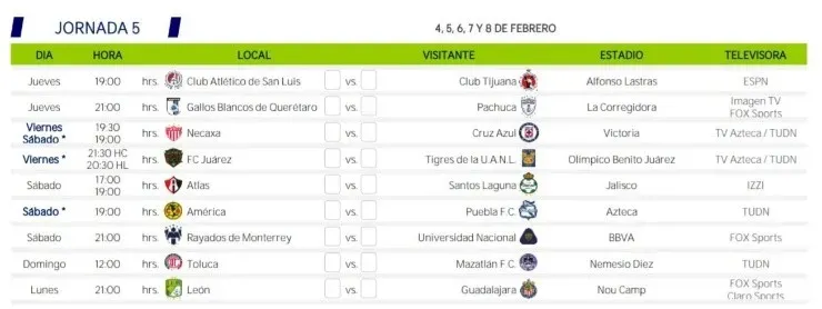 Liga MX 2021 Matchday 5. (ligamx.net)