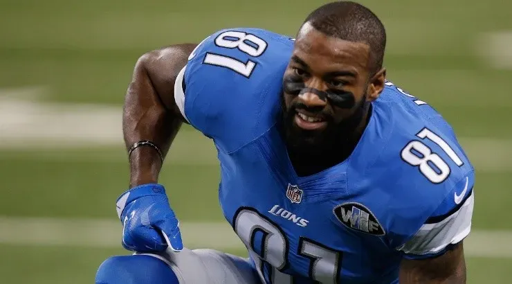 Calvin Johnson of the Detroit Lions warms up prior to the game against the San Francisco 49ers. (Getty)