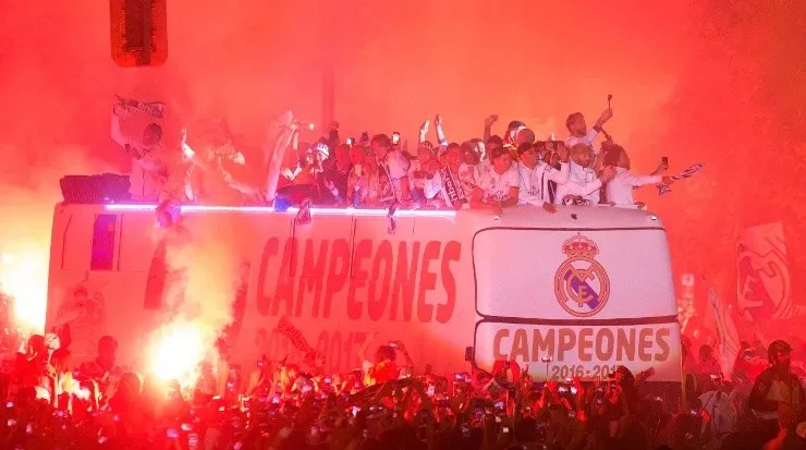 Real Madrid celebrating one of their La Liga titles (Getty).
