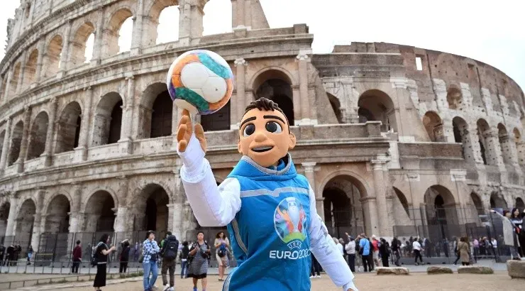 Skillzy, the UEFA Euro 2020 mascot, photographed in Rome. (Getty)
