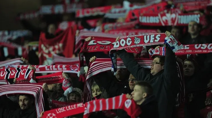 Lille fans cheering on their team. (Getty)